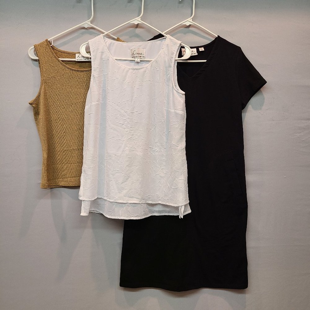 Linea Louis Dell Olio Dress Tank Top Shirt Lot All Womens Small Tan White Black